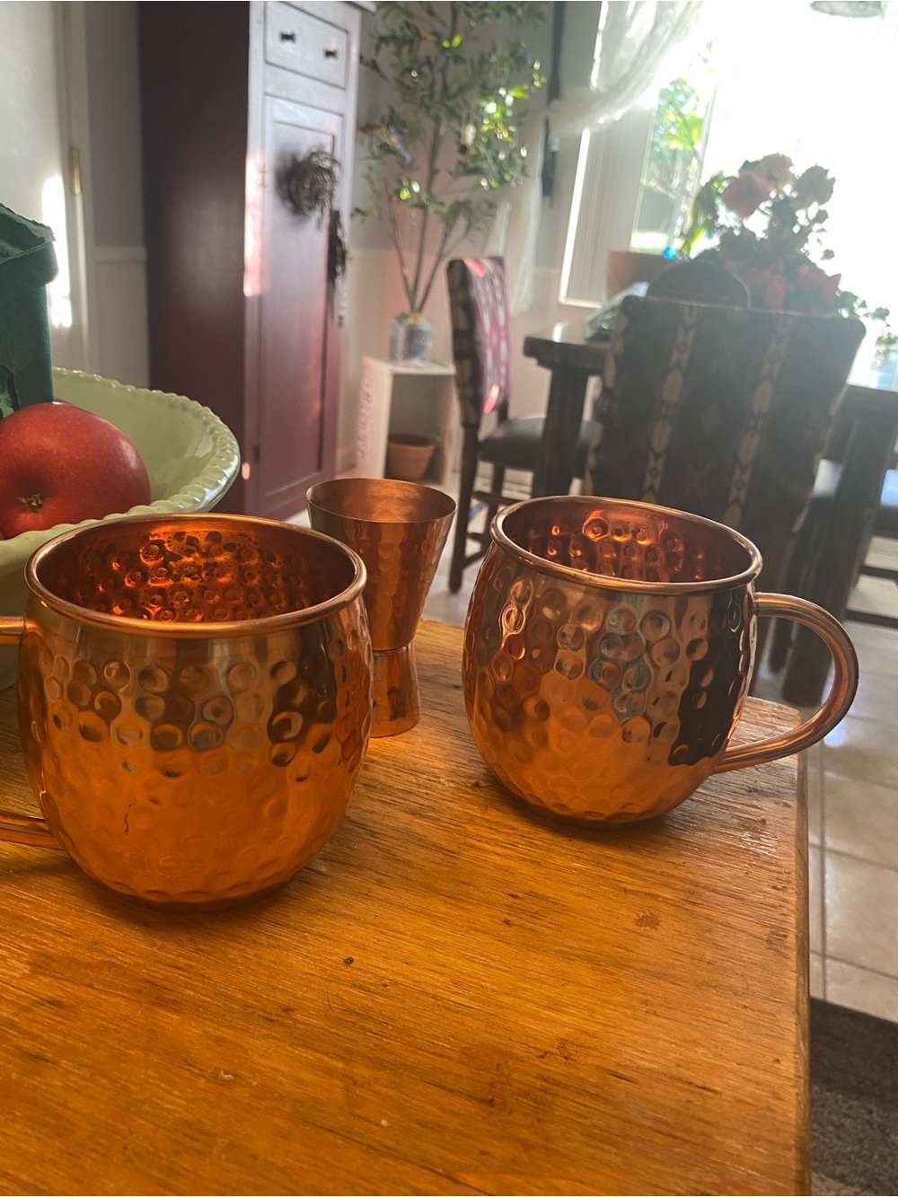 Hammered Copper Shoko Moscow Mule Mugs - Set of 2 with jigger